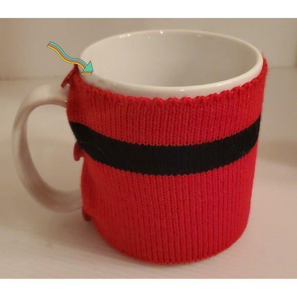 Pier 1 Imports SANTA Coffee Mug Tea Cup Christmas Button On Sweater Removable 4" - Picture 3 of 12